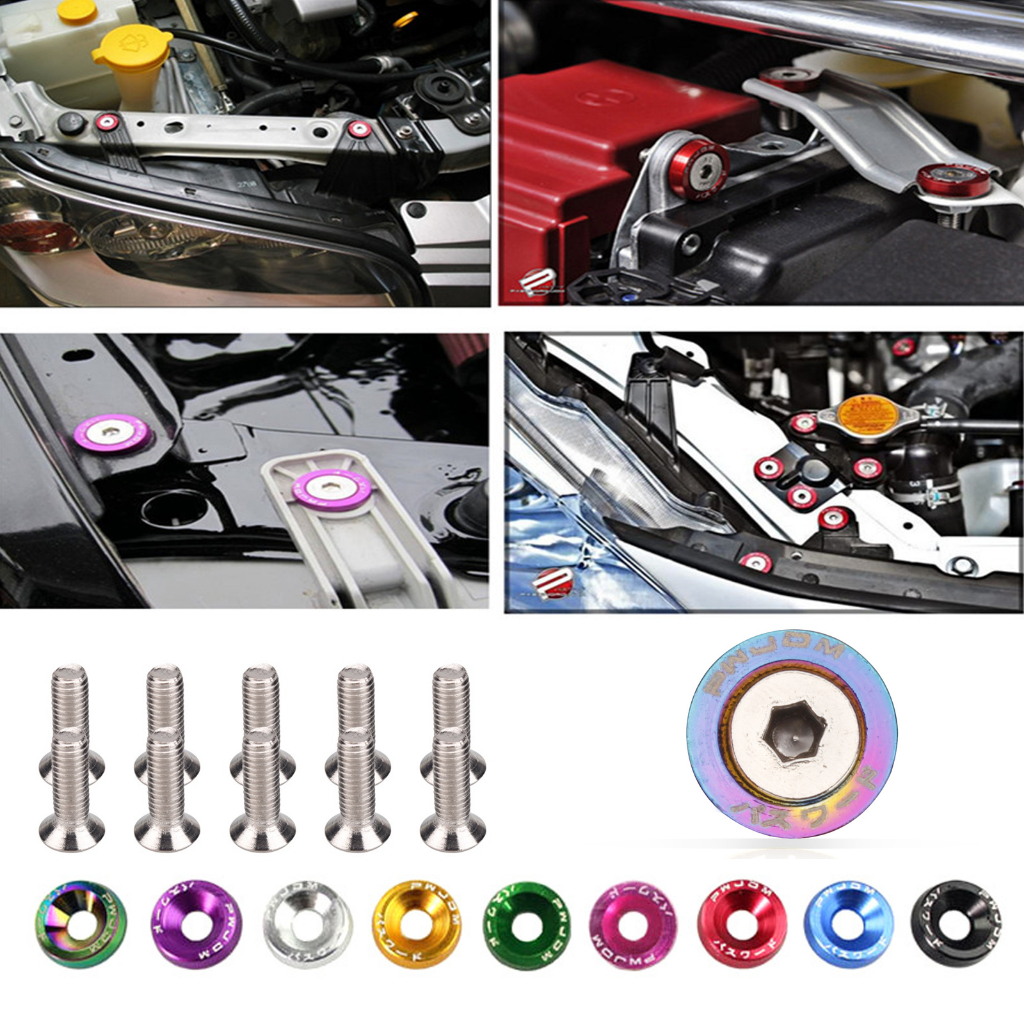 10 Pcs/Pack Alloy M6 Screw Bolts JDM Nut Fender Bumper Washer/bolt ...