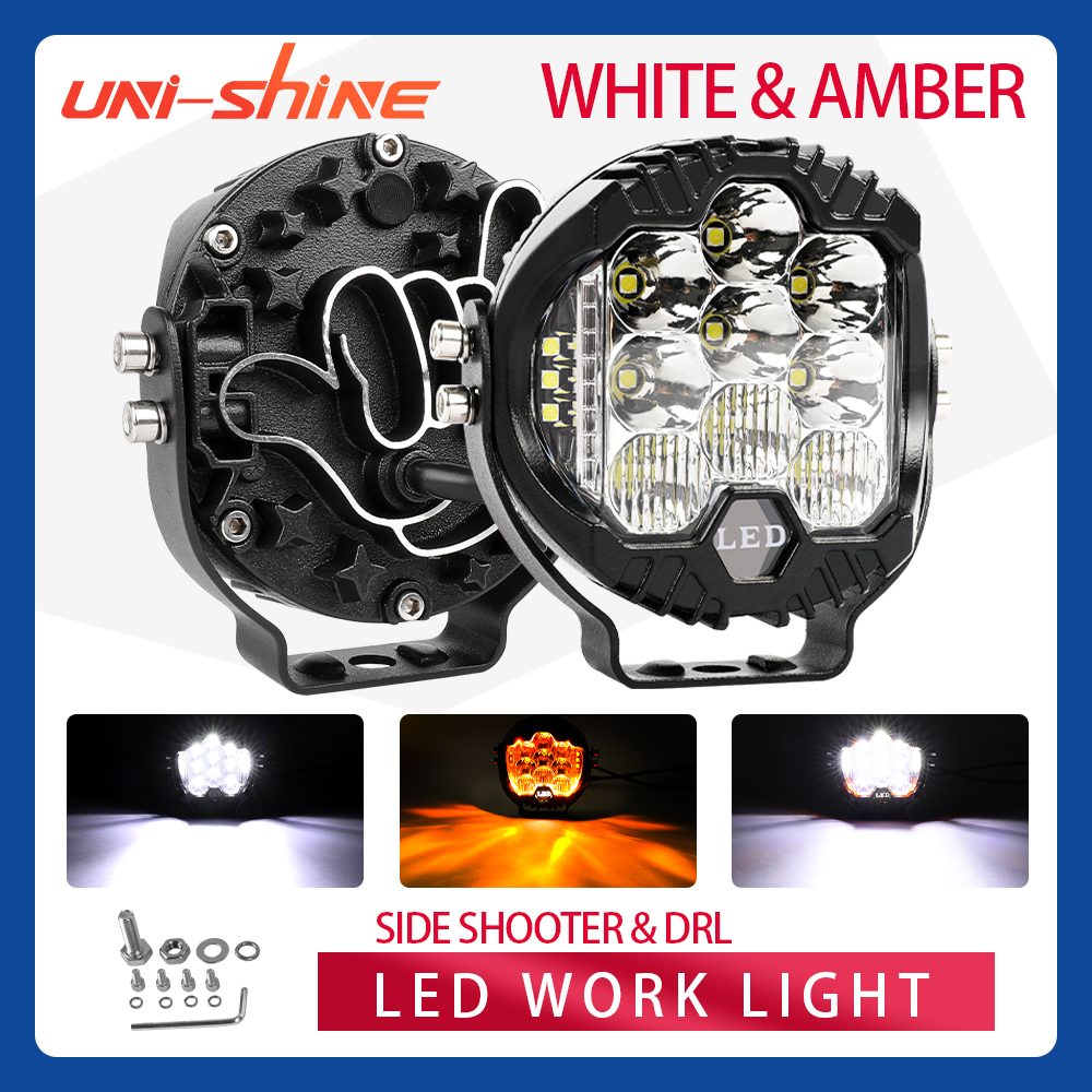 UINSHINE 3inch 40W LED Headlights Hi/Lo Beam Angel Eyes Headlamp for