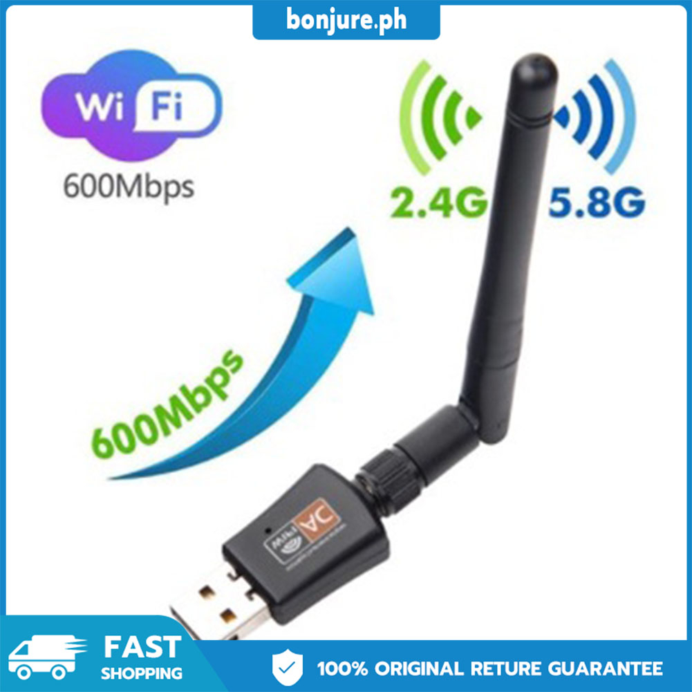 BONJURE Dual Band 600Mbps USB wifi Adapter 2.4GHz WiFi with Antenna PC ...