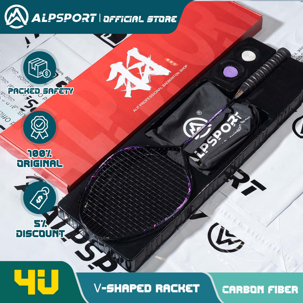 Alpsport Fd 4u G4 100 Full Carbon Fiber Max 30 Lbs Badminton Racket