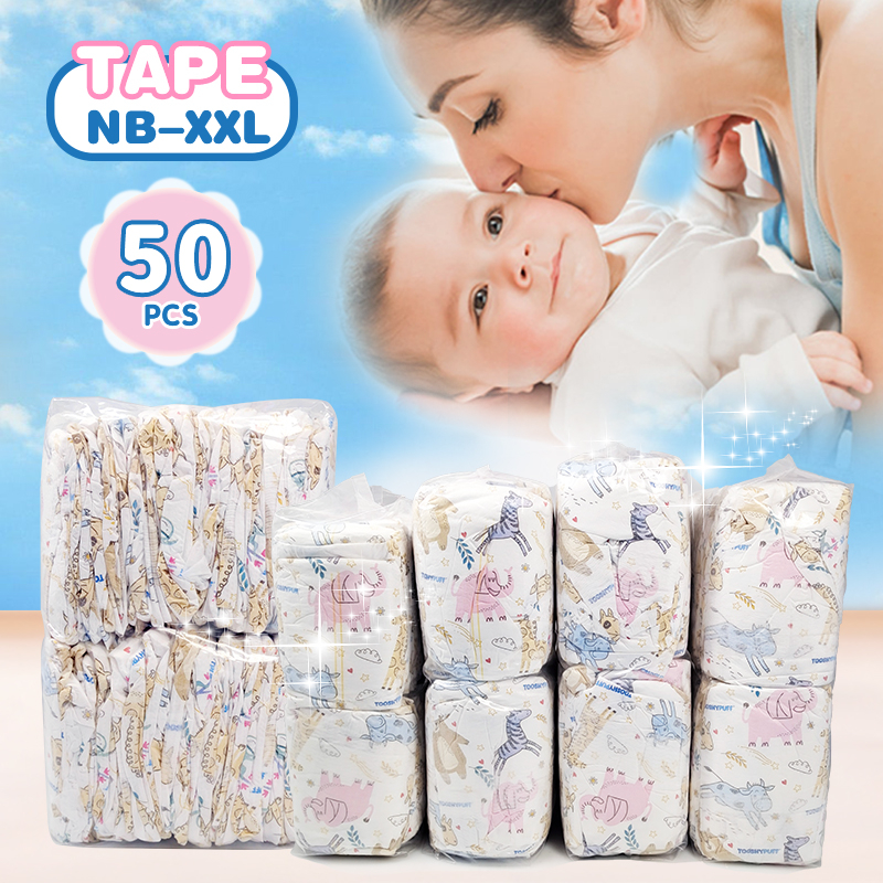 50Pcs Korea Baby Diaper Ultra Thin Diaper Pants Tape All Size Shopee