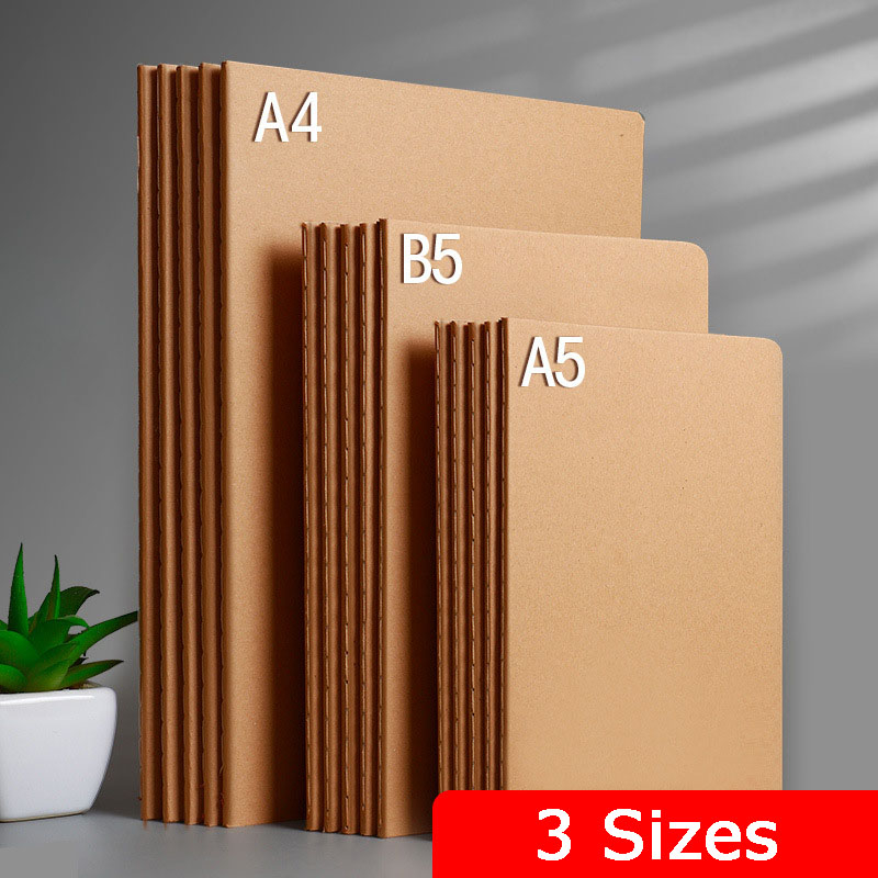 A5/B5 Notebook Kraft Paper Diary Book Chevron Simple Office 16K Horizontal Line Grid Black Card