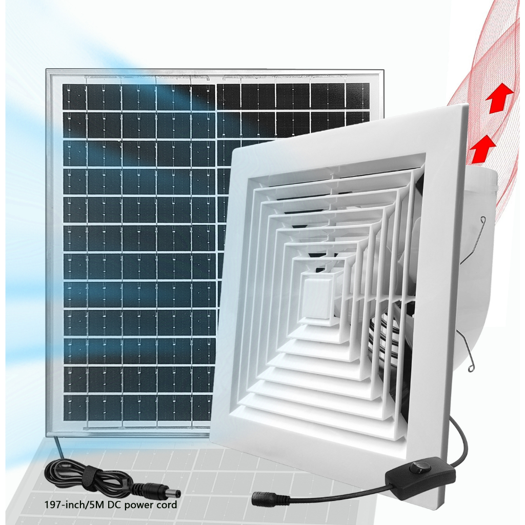 20w Solar Panel-PVC Ceiling Pipe Exhaust Exhaust Exhaust Fan 8/10/12/14 ...