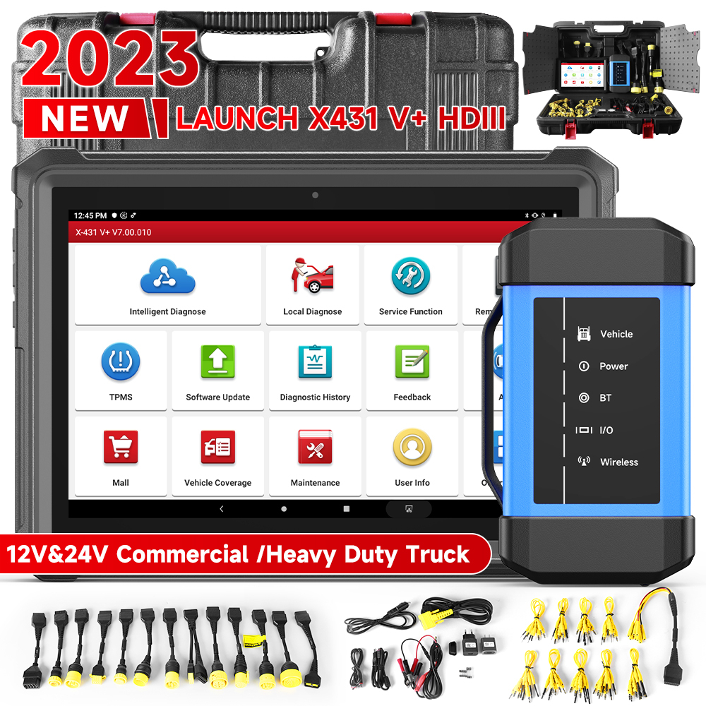 LAUNCH X431 V+ HDIII TopLevel OBD2 Truck Scanner 12/24V Scanner For
