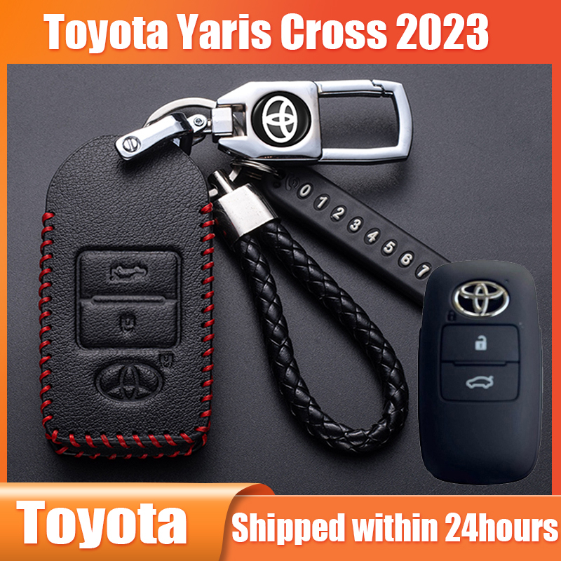For Toyota Yaris Cross 2023 Remote Key Leather Case Cover Keychain ...