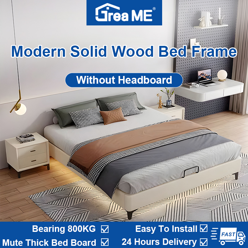 Dreame Modern Minimalist Solid Wood Bed Frame Without Headboard Solid