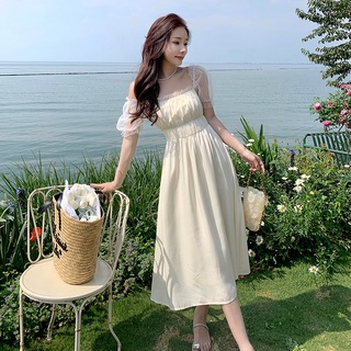 korean v neck puff sleeve long dress for woman casual plus size semi formal  dress for graduation simple elegant white dress for civil wedding debut cocktail  dress for teens | Shopee Philippines