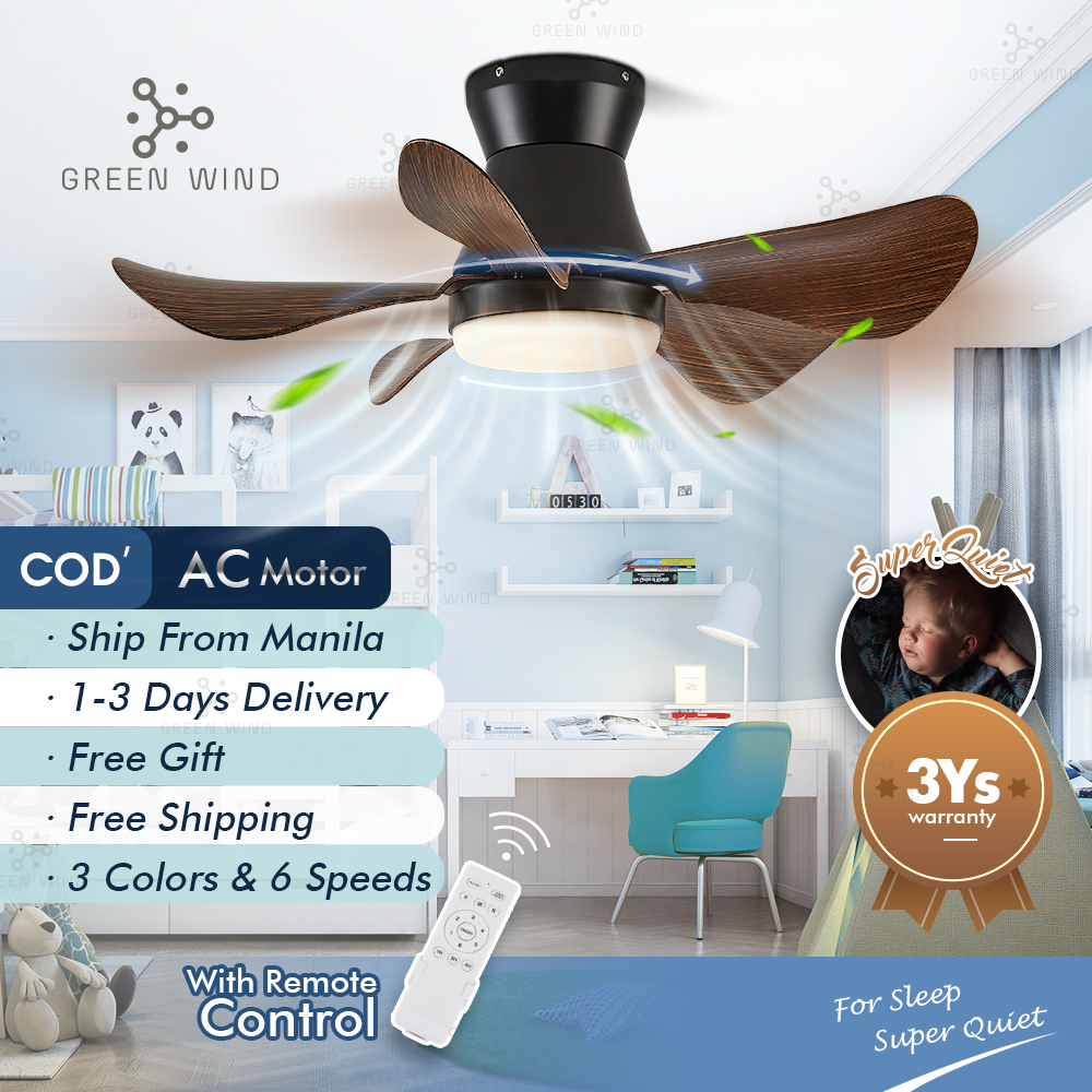 GREEN WIND 29inch Ceiling Fan With Light 3 Colors Light 6 Speed ...