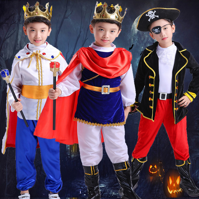 9-Piece Prince Charming Costume For Boys - Medieval King Outfit With Crown, Cape & Scepter