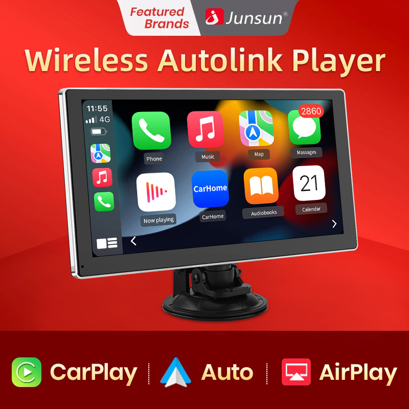 Junsun 9 Inch Touch Screen Car Portable Tablet Wireless CarPlay Android Radio Bluetooth