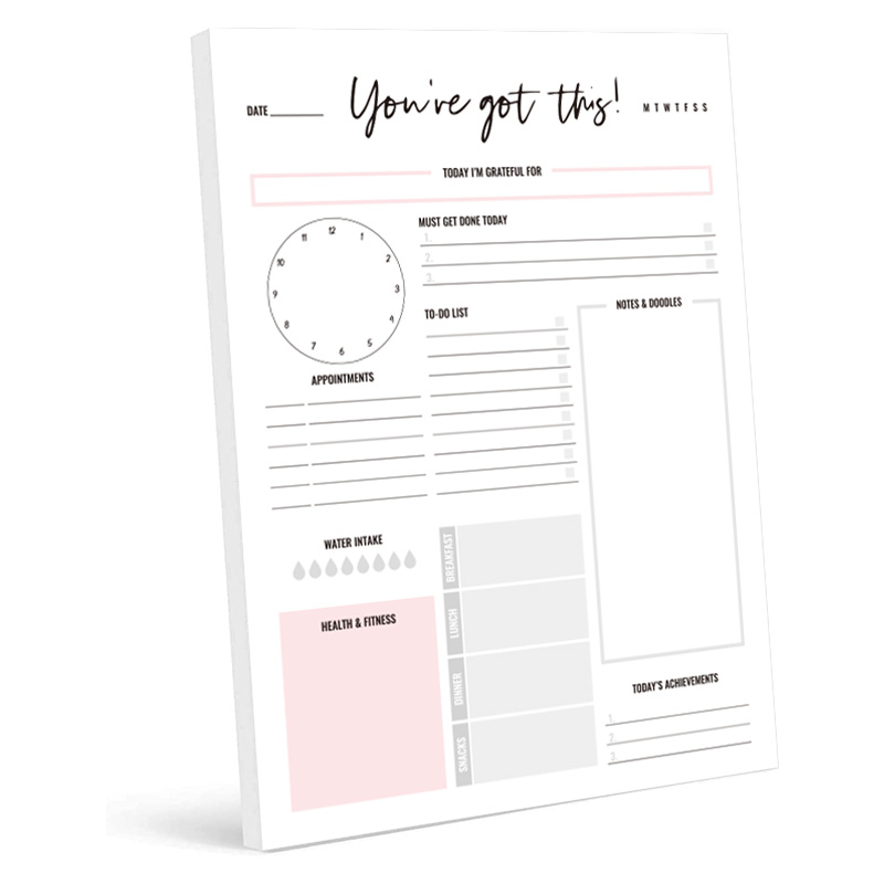 50 Sheets Large Planner Daily Check-In Notebook Tearable Learning Plan ...