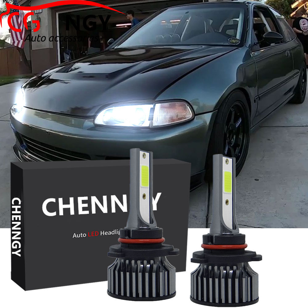 SHENKENUO H4 LED Headlight Bulbs For 1992-1995 Honda Civic EG/EH/EJ – 6000K Cold White – 1 Year Warranty