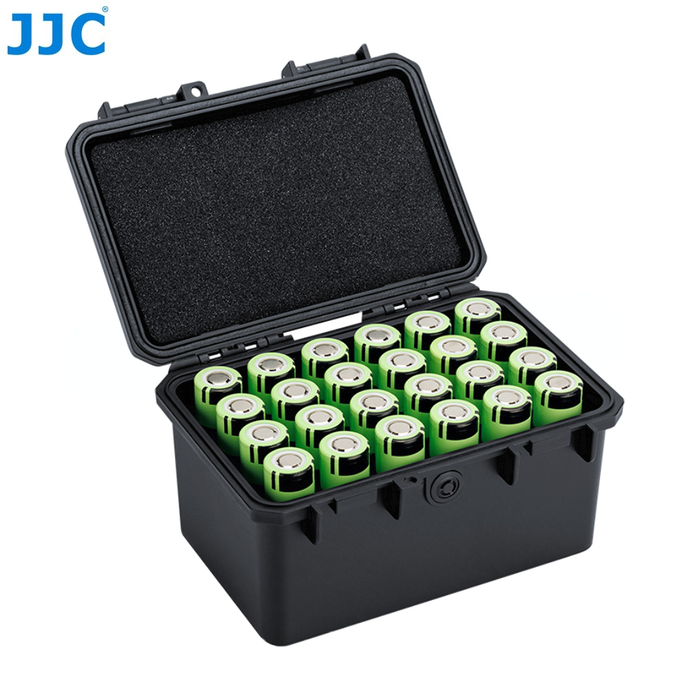 JJC 21700 Battery Case 24 Vertical Slot Storage Holder IP67 Waterproof  Large Capacity Protective Box