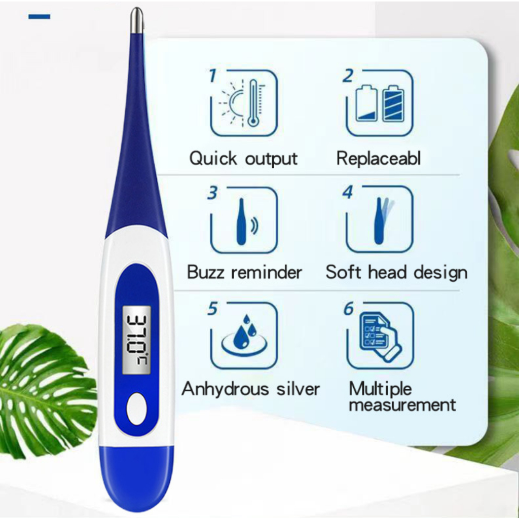Digital Electronic Thermometer Soft Head Armpit Oral Measurable ...