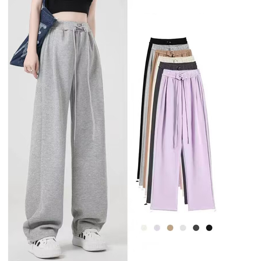 S-4XL Plus size Wide leg pants female Elastic high waist Korean style ...