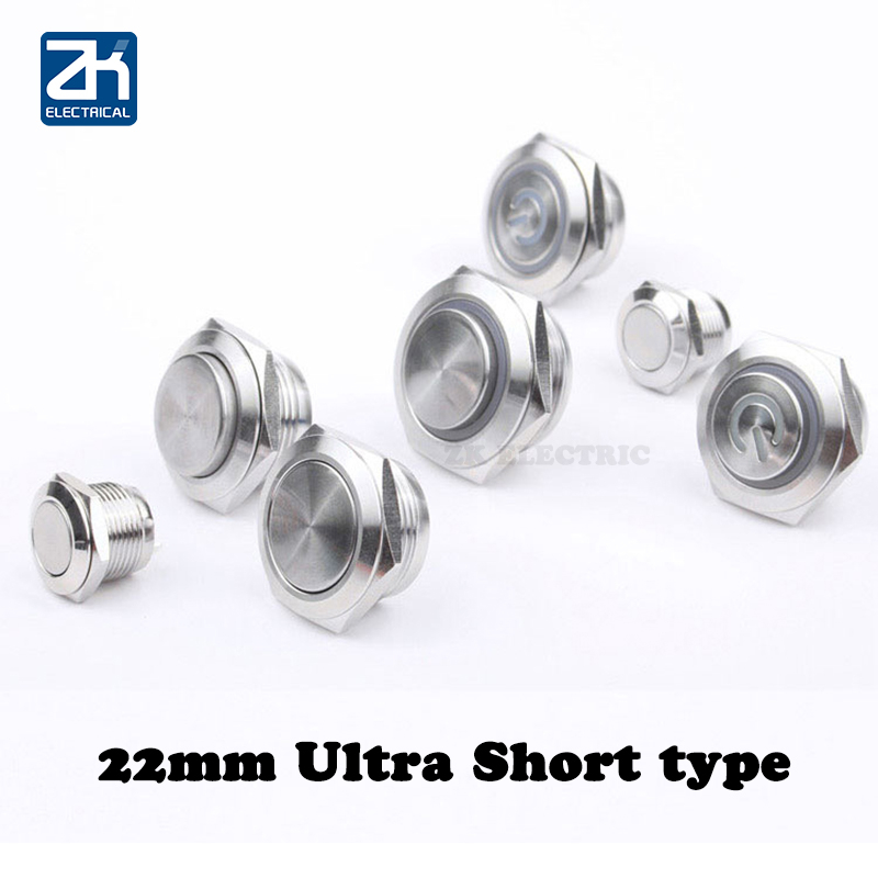 22mm Ultra short metal button waterproof mini button switch | Shopee ...