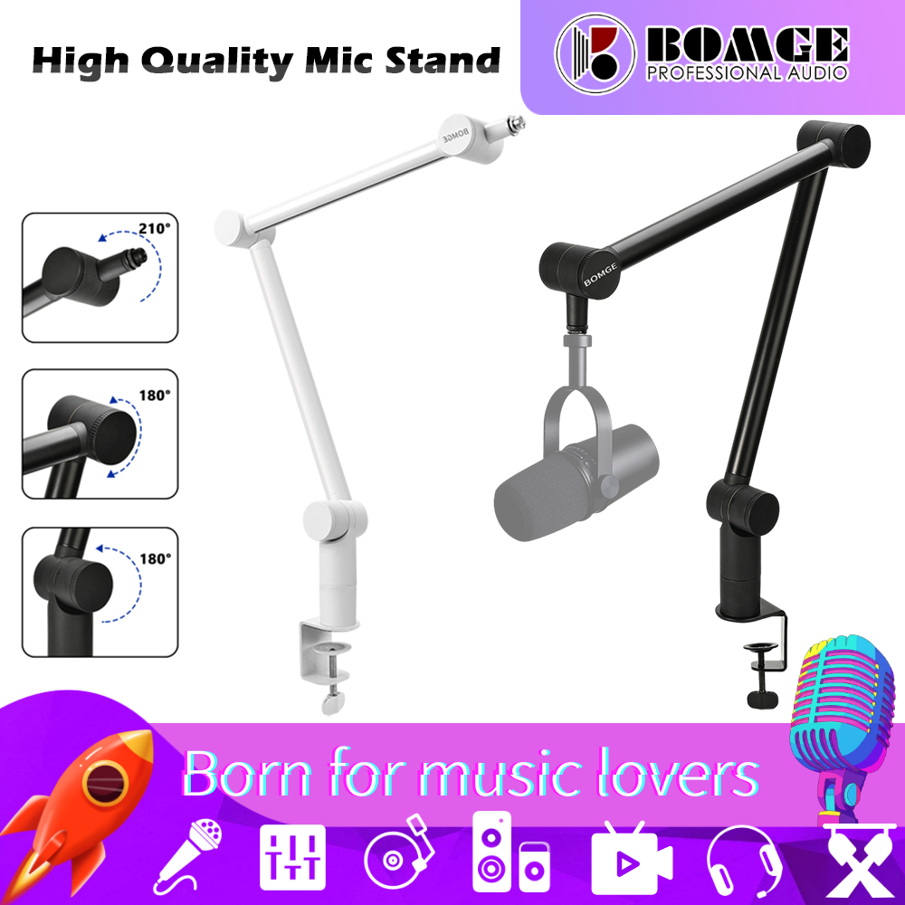 BOMGE Boom Arm Mic Stand Adjustable Heavy Duty Suspension Boom