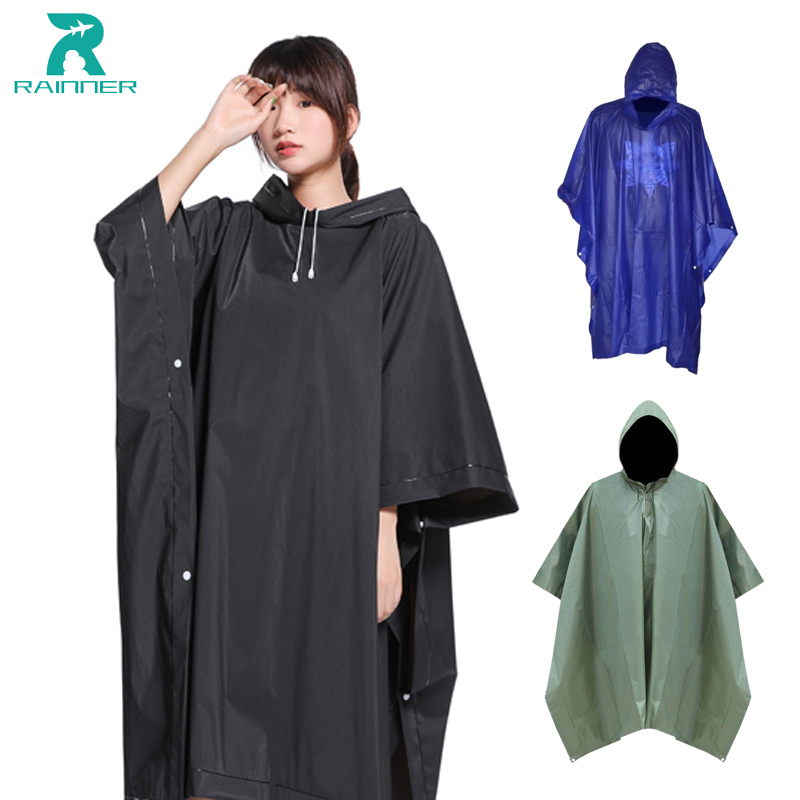 【ready Stock】poncho Raincoat Cape Raincoats Adult Hooded Raincoat Reusable Bicycle Poncho Unisex