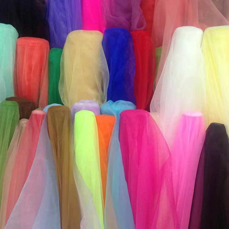 Organza Gauze Fabric Pure Color Made DIY Women Dress Headdress Material