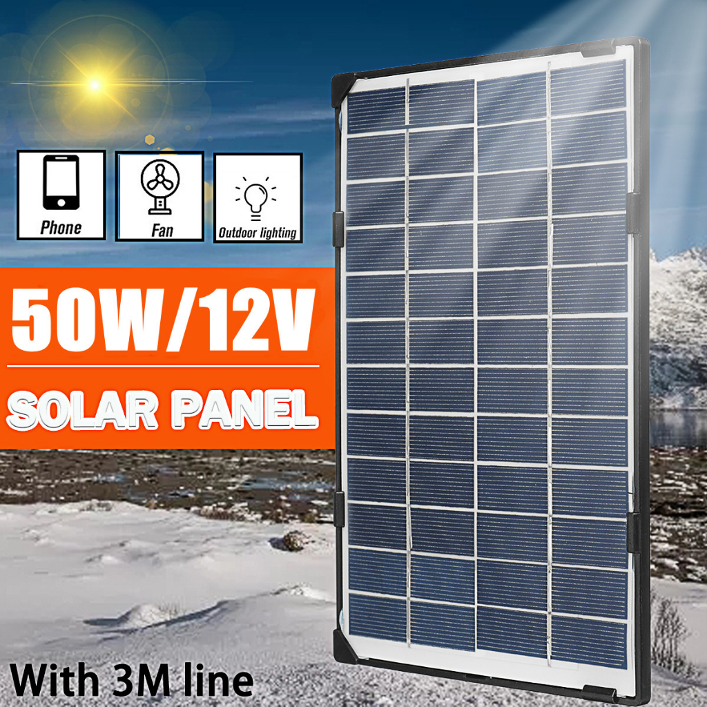 50W 12V Solar Panel Battery Charger Polycrystalline silicon for RV Boat