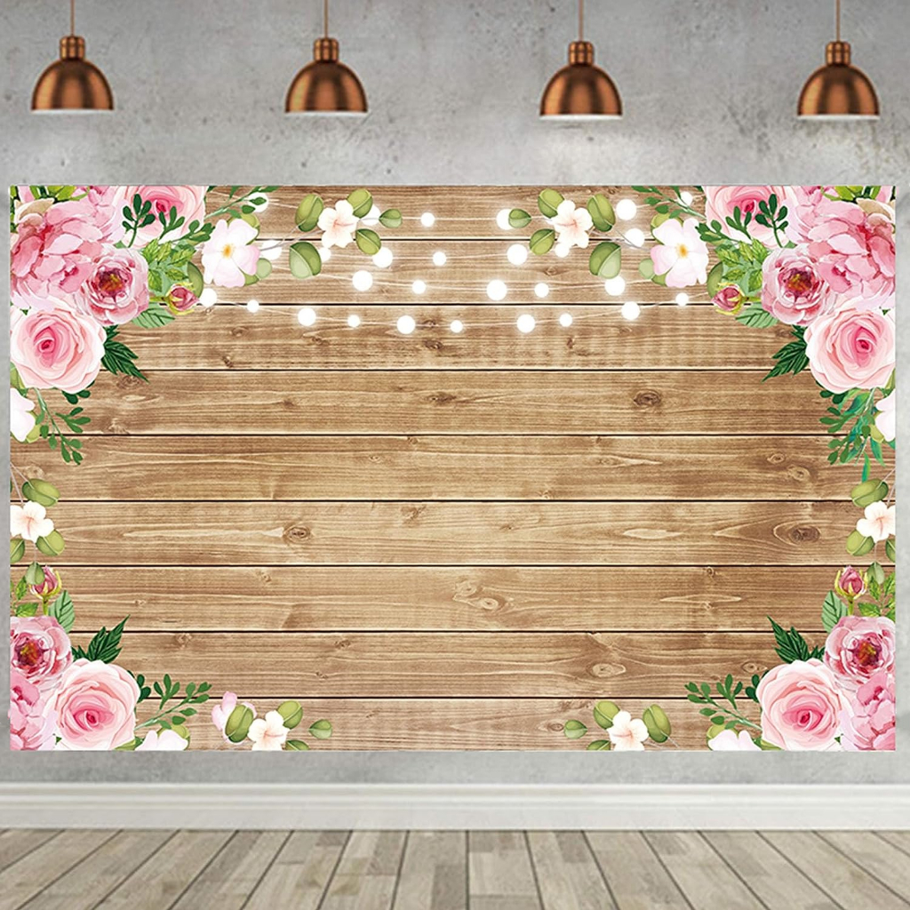 7x5ft Wood Floral Rustic Photography Backdrop for Wedding Bridal Shower ...