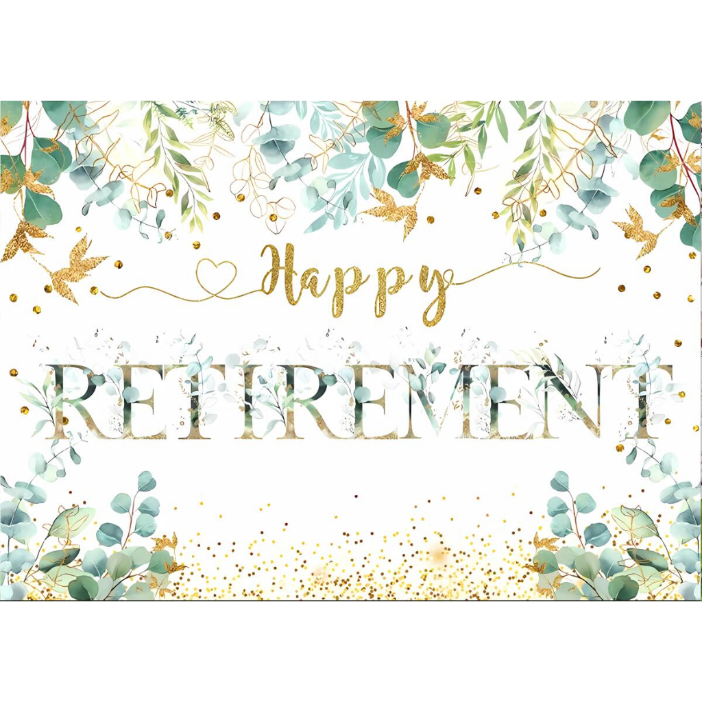 6x6ft Happy Retirement Backdrop Green Leaves Spring Theme Retirement ...