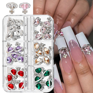 60 Pcs 3d Nail Rhinestones, Cherry Nail Charms Fruit Luxury Cherry Design  Red Pink Big Diamond Crystal Nail Studs Gold Silver Alloy Nail Gems For  Wome