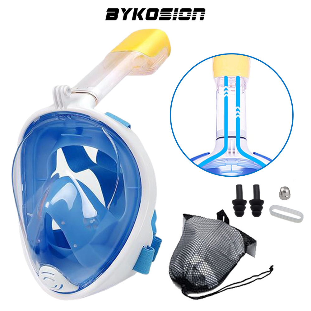 BYKOSION Full Face Snorkeling Set Anti Leak Easy Breathing Diving Mask ...