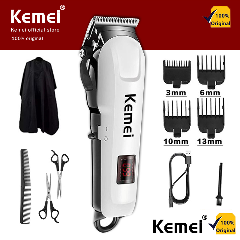 Kemei Clipper Hair Clipper Trimmer Razor Mesin Rambut Professional LCD ...