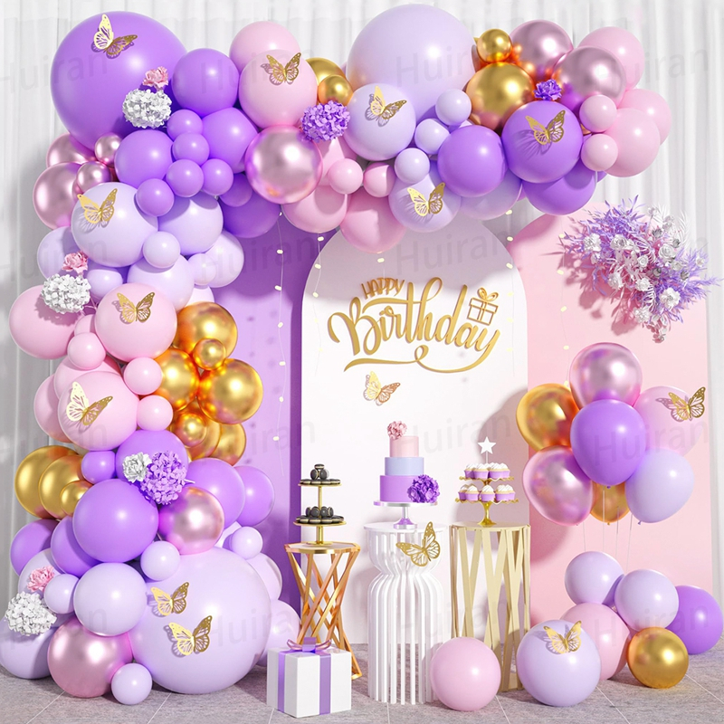 Purple Butterfly Balloon Set Maca Purple Balloons Arch Garland Kit ...