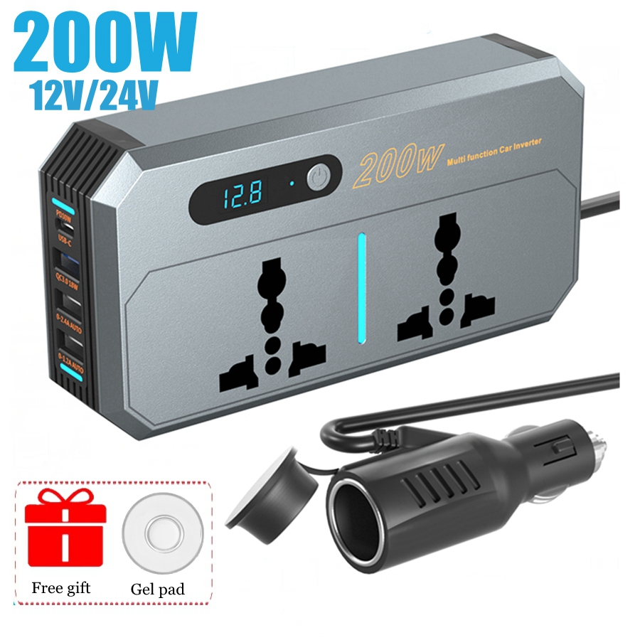 BMK 200W Car Inverter DC 12V/24V to AC 220V Power Converters for