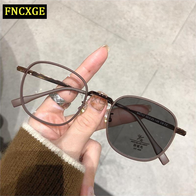 Fncxge Myopia Photochromic Glasses Anti Radiation Eye Glasses Women Men Replaceable Lens