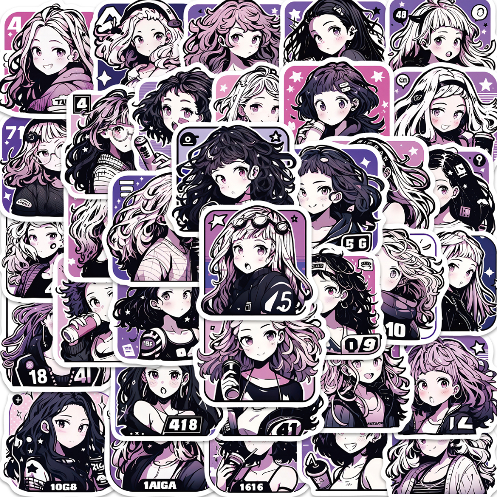 50pcs Stickers Cool Girl Cartoon Cute Graffiti Skateboard Waterproof ...