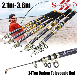 Portable Sea Fishing Rod Pole Carbon Fiber 2.4m Telescopic