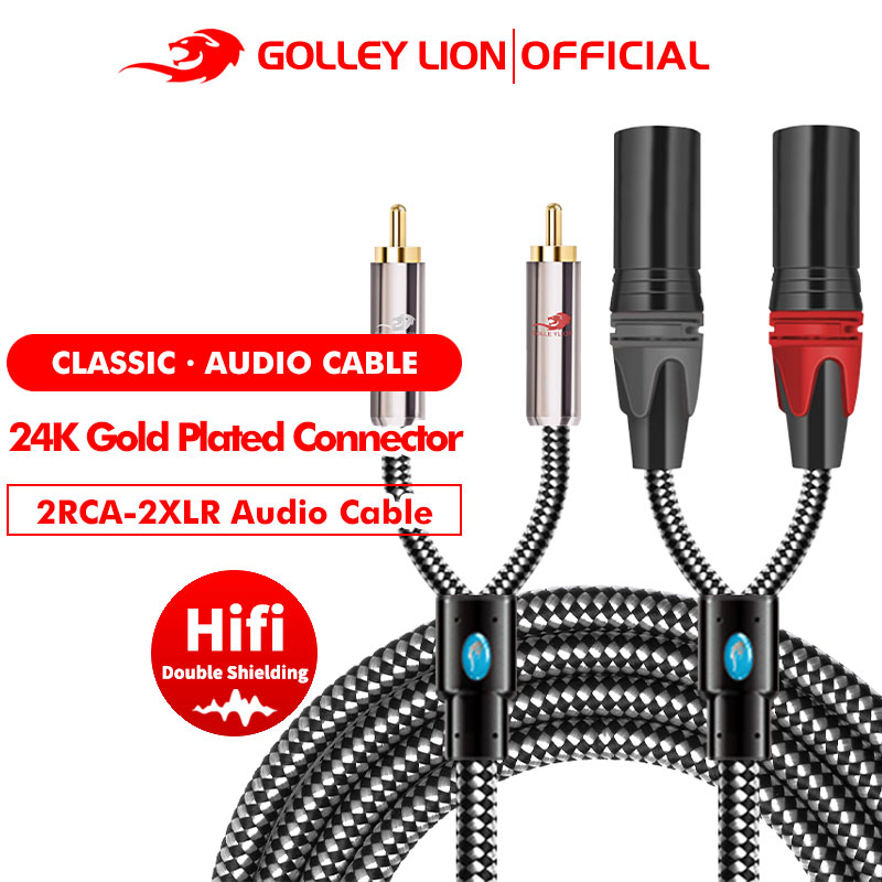 GOLLEY LION Dual RCA Male to Dual XLR Male Cable Adapter, Unbalanced L