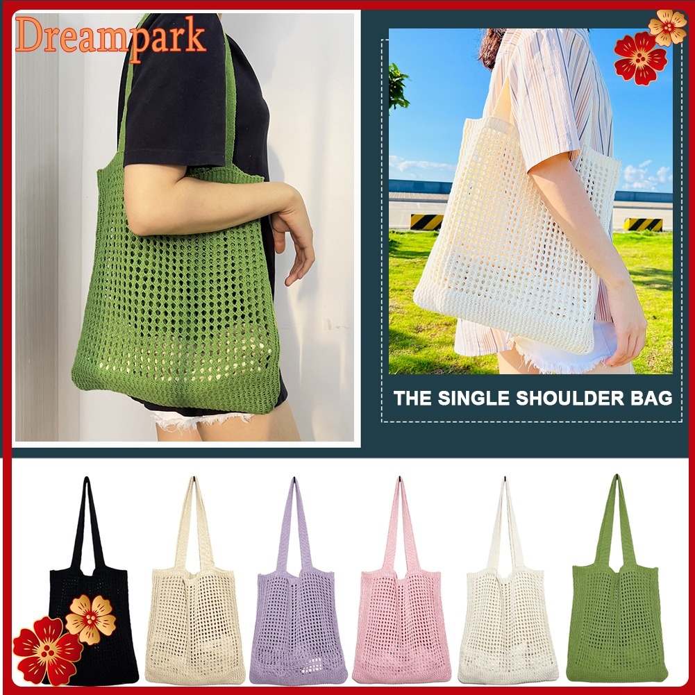 dreampark Fashion Ladies Hollow Knit Shoulder Bag Simple Crochet