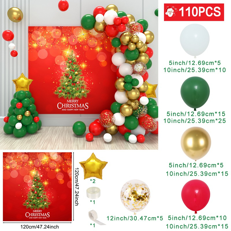 Christmas Decorations Balloons Boxes, 4PCS Red Transparent Boxes With Balloons, 9 Sheets XMAS Window Stickers For Home Decor Backdrop Baby Shower...