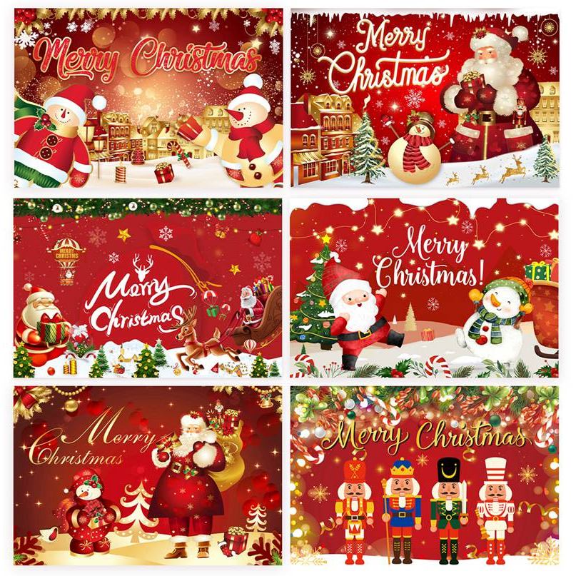 150*100CM Polyester Merry Christmas Banner Snowman Xmas Tree Elk Party