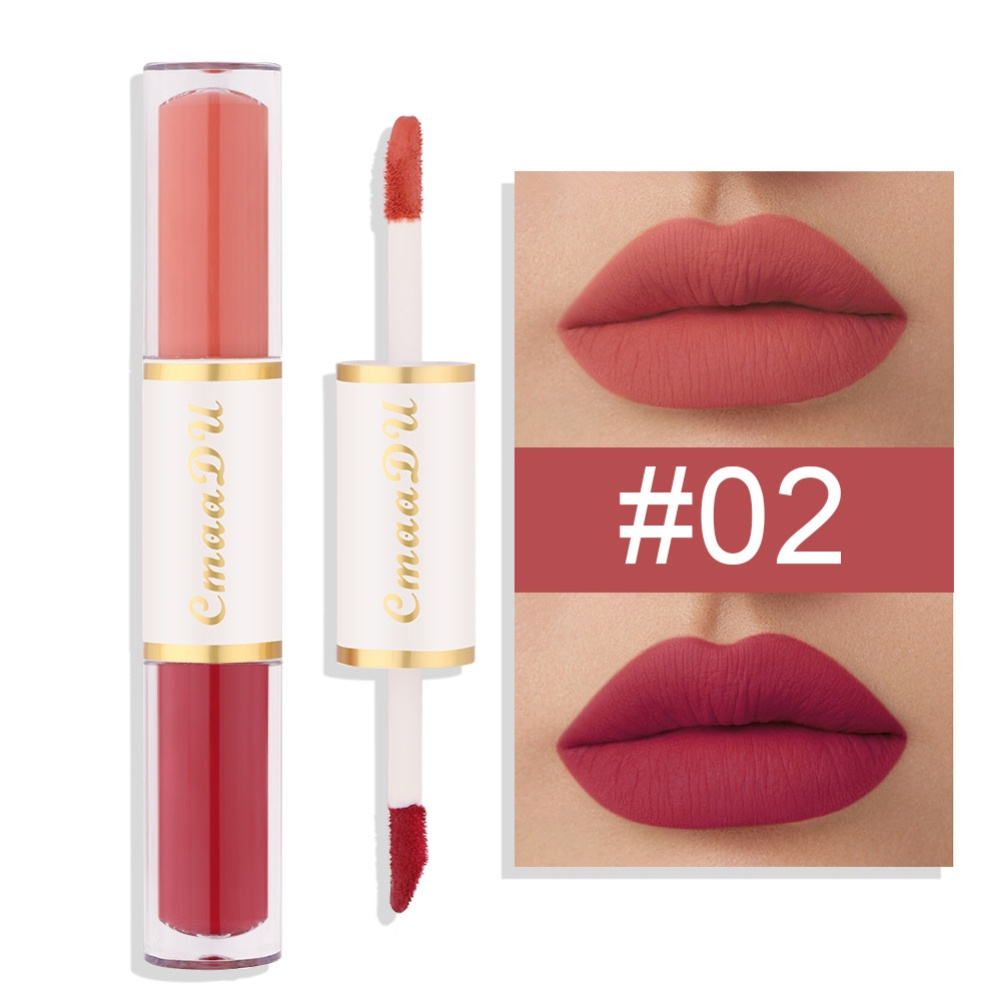 2 in 1 Double Head Matte Glossy Lipstick Set Waterproof Silk Velvet Lip ...