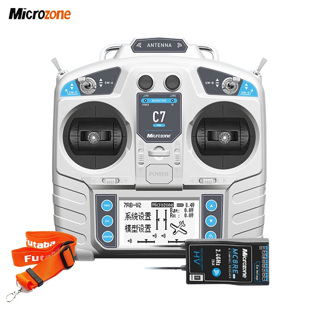 MicroZone C7-MINI MC7 2.4Ghz 8CH RC Transmitter Remote Control MC8RE-V2 ...