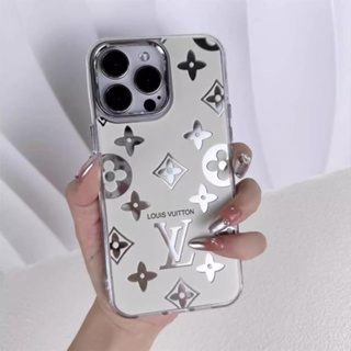 Gray Louis Vuitton Logo iPhone 15 Pro Clear Case