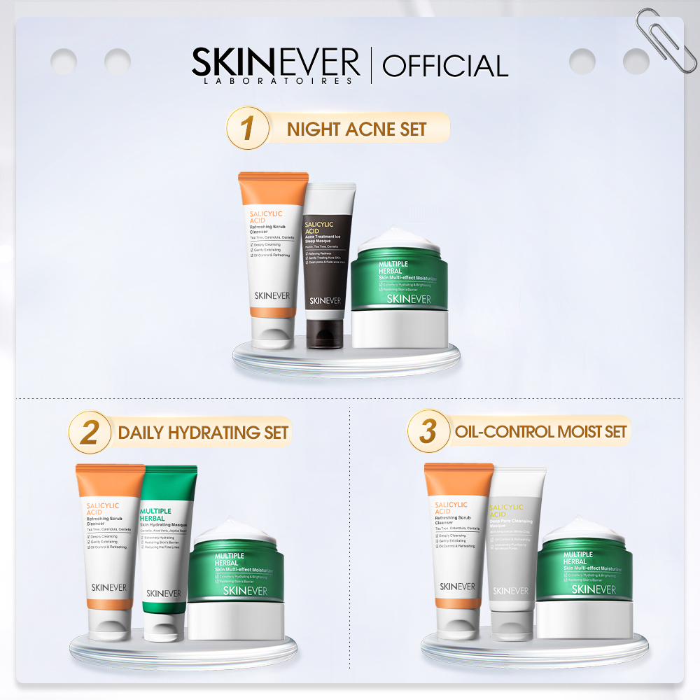 SKINEVER FDA Salicylic Acid Set Hydra Moist Sleep Mask Refreshing Scrub