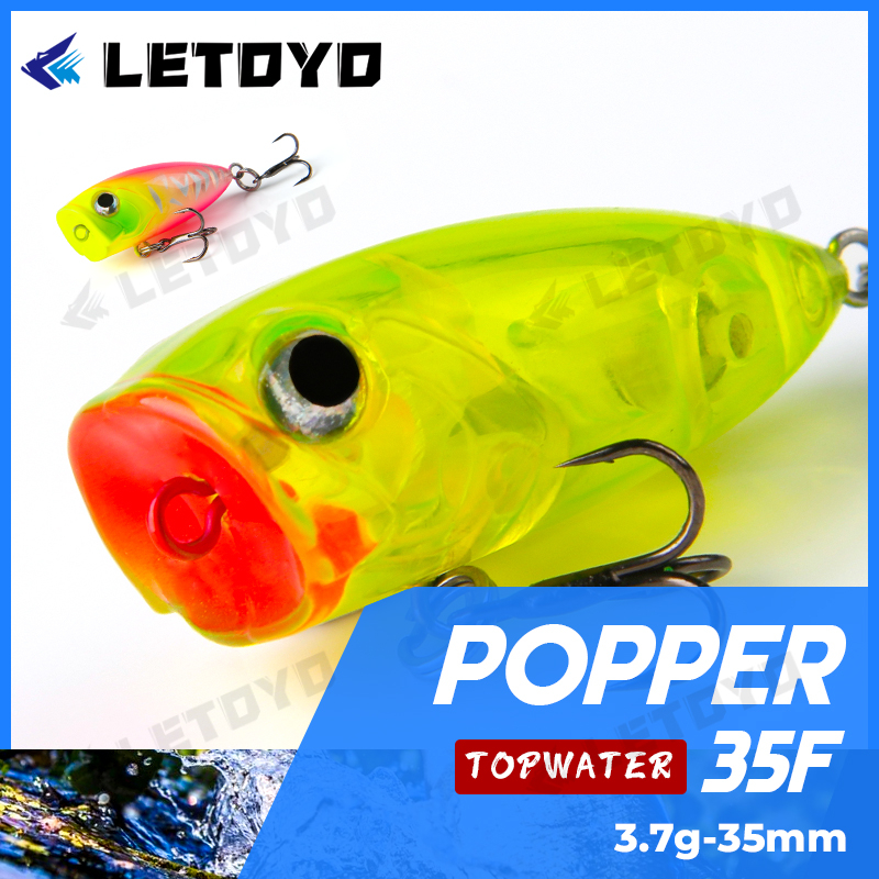 LETOYO 3.7g 35mm Poppr Fishing Lure Gewang Floating Hard Lure Artificial  Baits For Peacock Bass And Snakehead