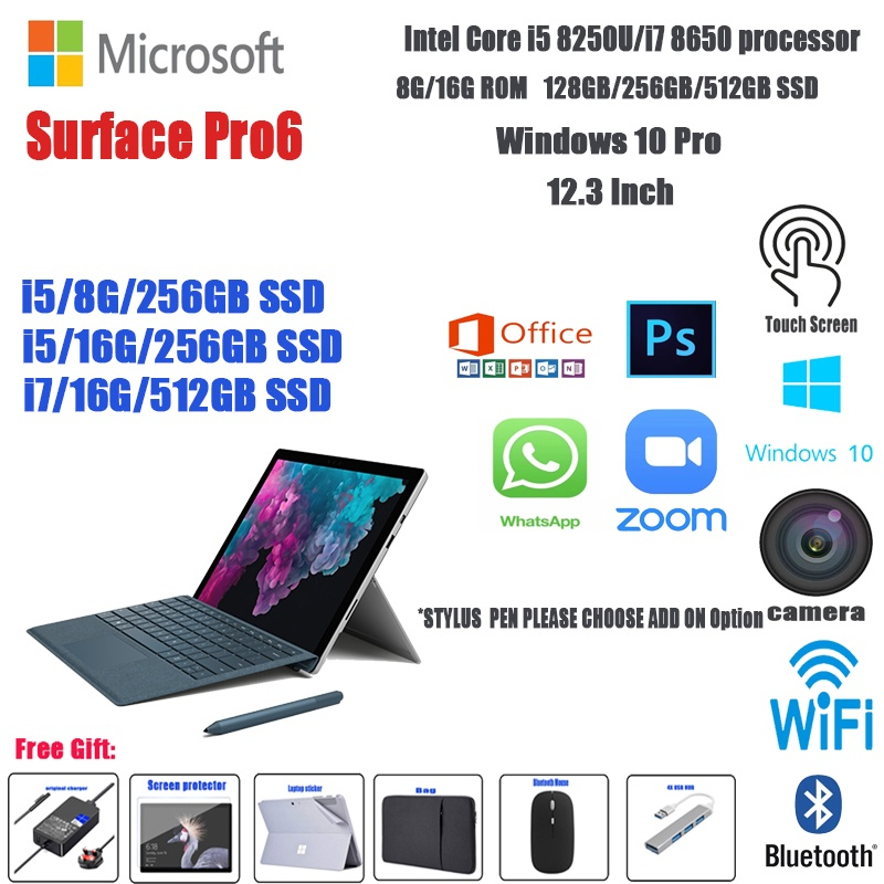 (Refurbished)Microsoft Surface Pro6 tablet 2 in 1 PC(12 MONTH WARRANTY ...