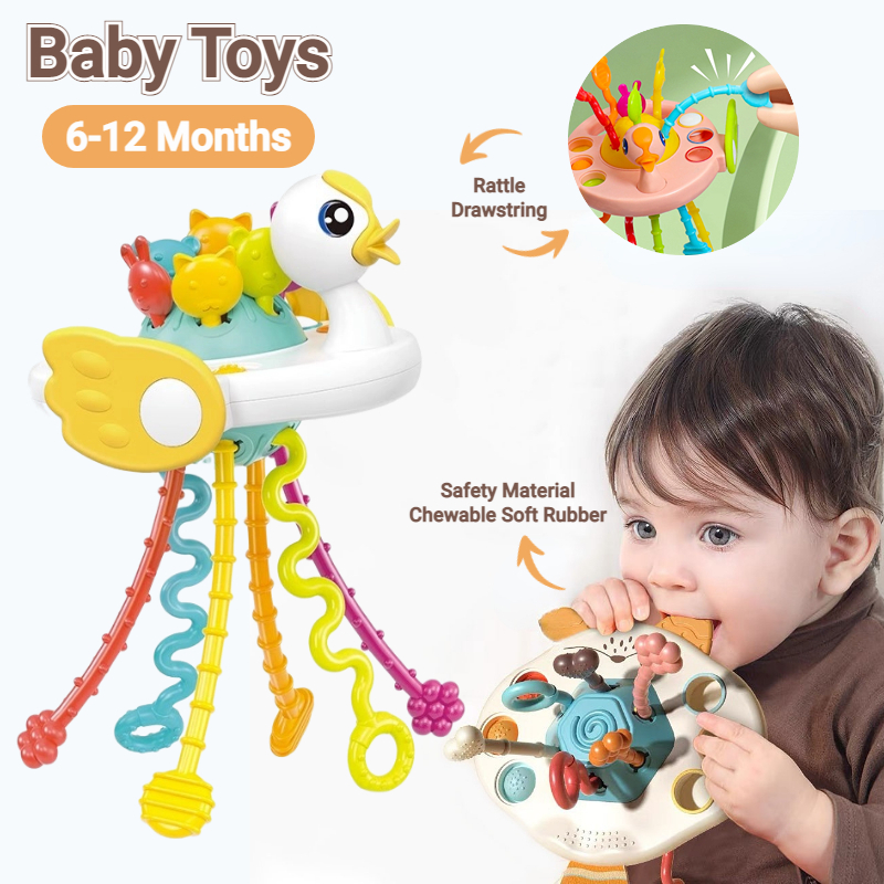 Montessori Pull String Sensory Toys Developmental Silicone Teething toy ...
