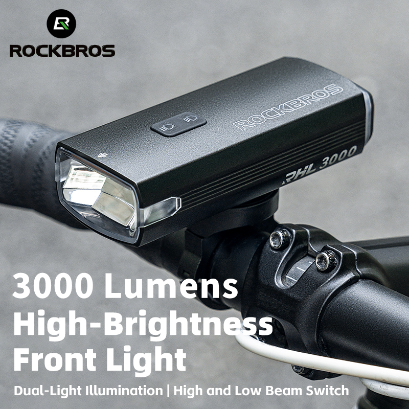 PH Delivery ROCKBROS Bike Front Light 3000 Lumens IPX6 Waterproof Rechargeable High Brightness Bicycle Flashlight Cycling Accessories