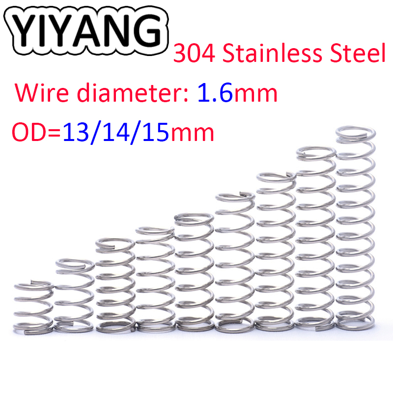 1.6mm Compression Spring Pressure Springs OD=13/14/15mm 304 Stainless ...