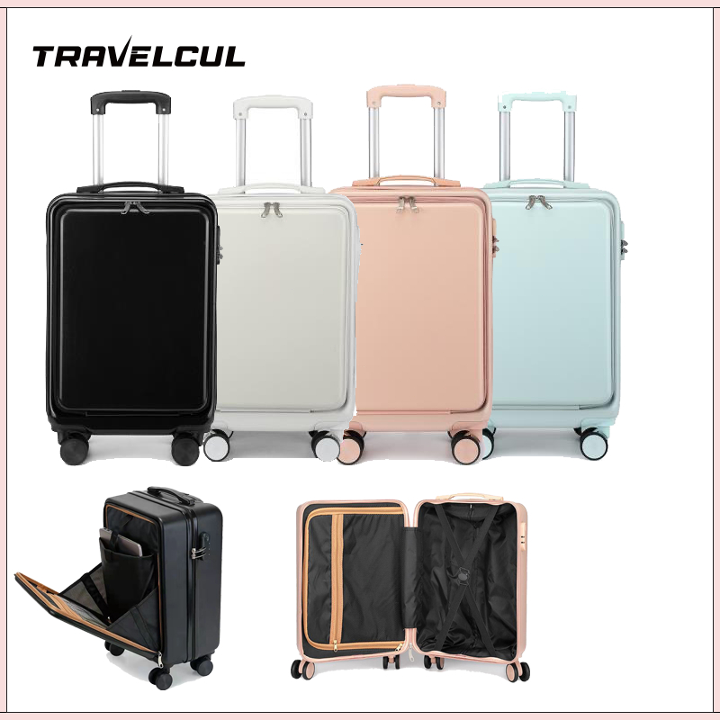 TRAVELCUL Full Front Open Luggage Laptop Pocket Luggage Suitcase 20/24 ...