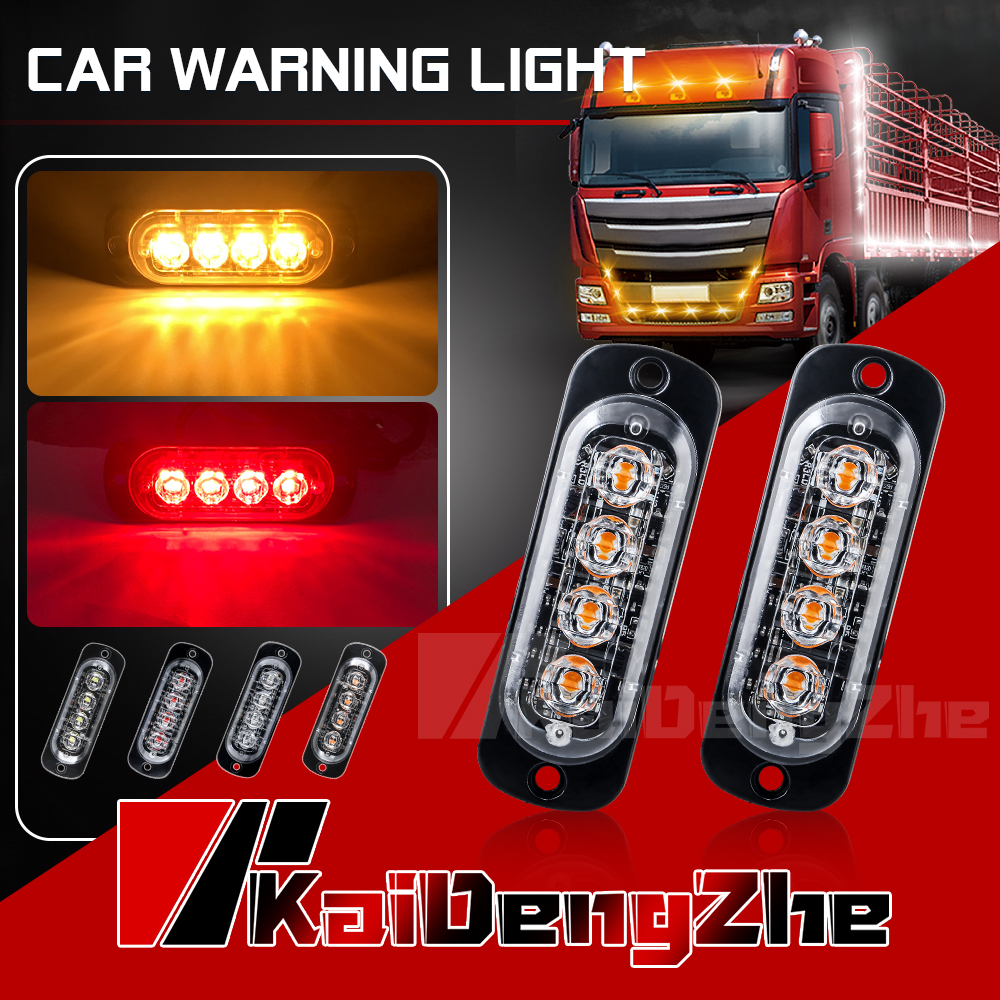 1 Pcs UltraThin 4 Led Chip Car Led Light Strobe Light Emergency Light