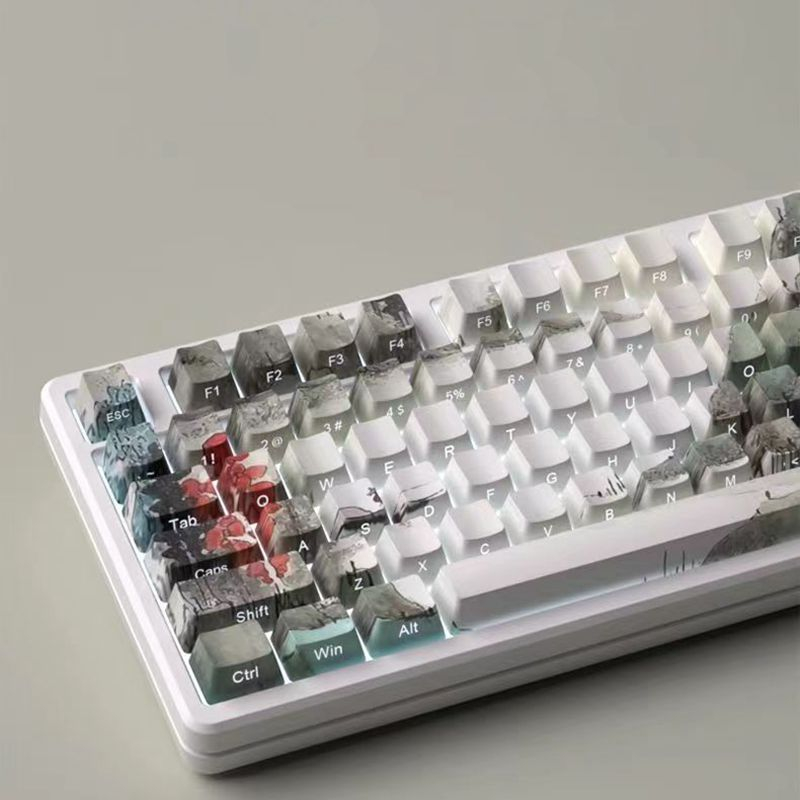 【Keycap Only】Side Engraving Shine Through Ink Painting keycap 130+ Keys ...